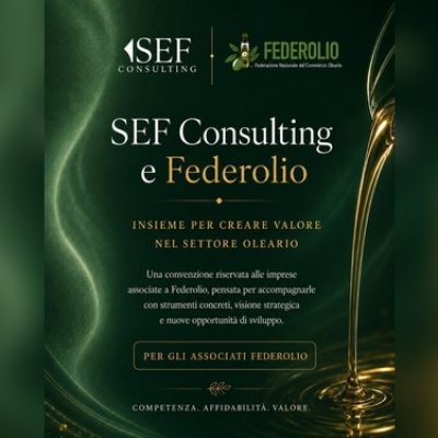 Federolio e SEF Consulting siglano una partnership per sostenere crescita, investimenti e competitività delle imprese olearie italiane